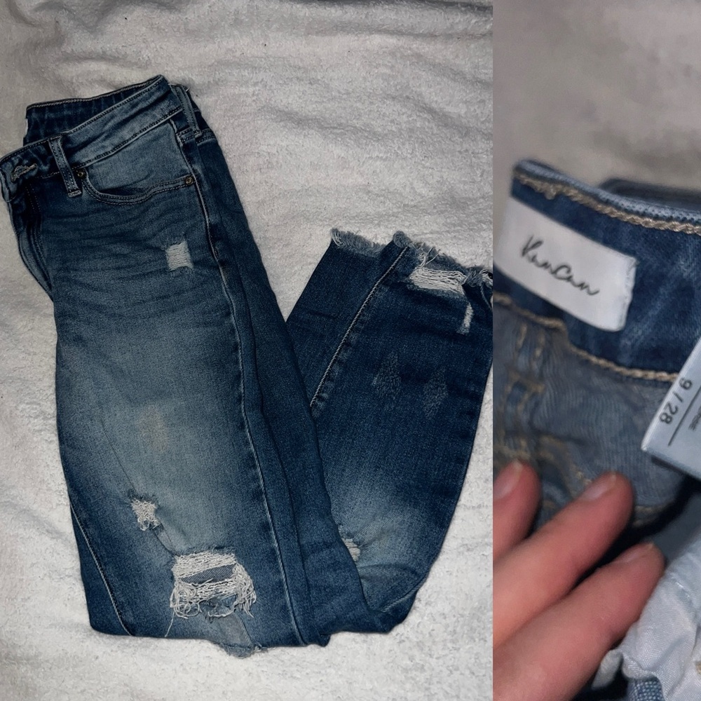 KanCan Women's Ripped Denim Boyfriend Jeans